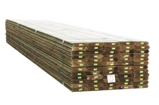 Image of a stack of machine edged TGV retaining timber